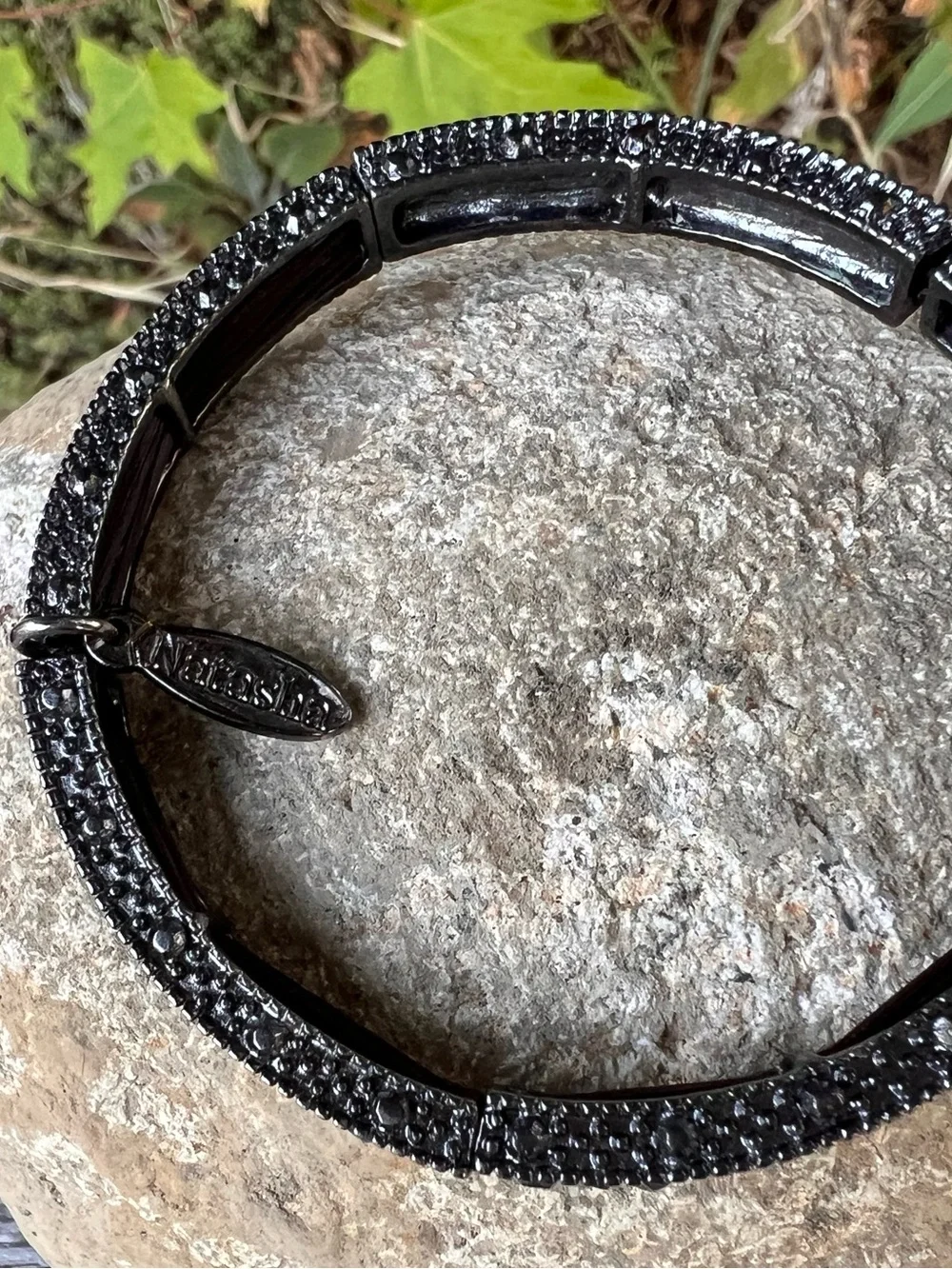 Natasha Gunmetal Black Crystal Stretch Bracelet